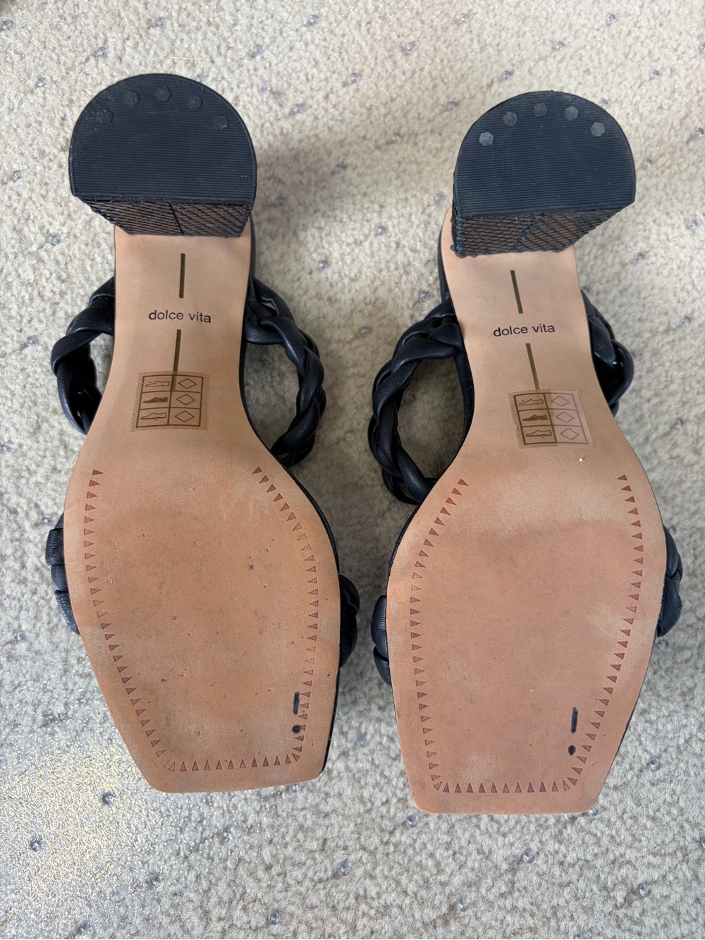 Dolce Vita Paily Black Braided Double Strap Block Heel Sandal Slides 7.5 - Picture 3 of 5